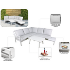 Kyoto Aluminium Outdoor Corner Sofa & Coffee Table Set 3pc DG53
