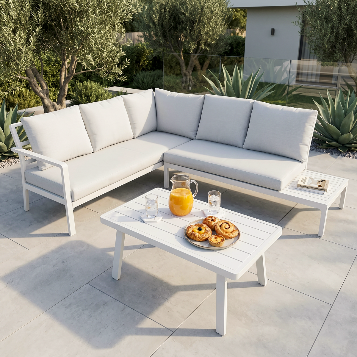 Kyoto Aluminium Outdoor Corner Sofa & Coffee Table Set 3pc DG53