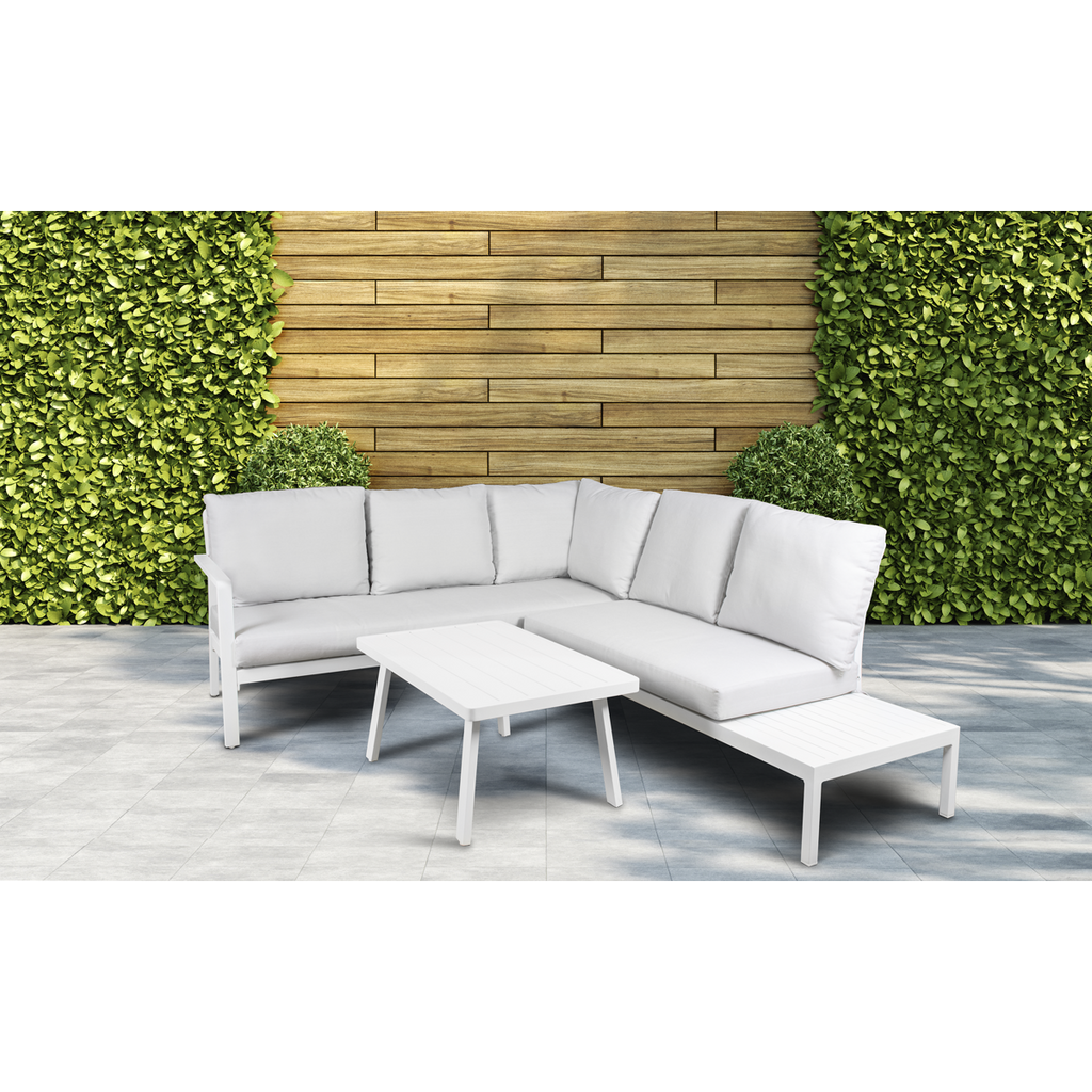 Kyoto Aluminium Outdoor Corner Sofa & Coffee Table Set 3pc DG53