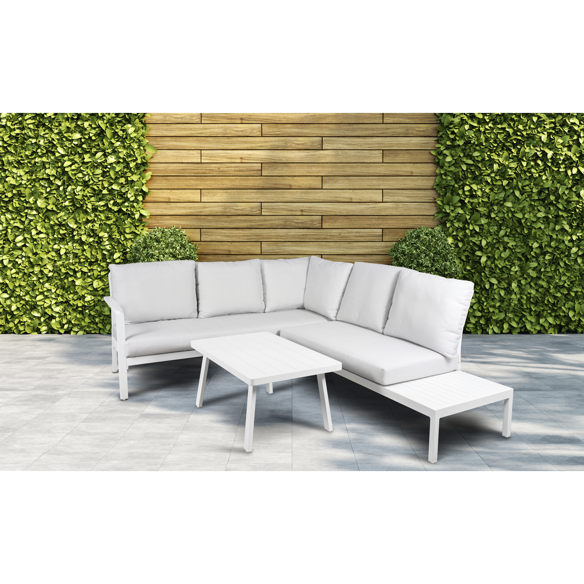Kyoto Aluminium Outdoor Corner Sofa & Coffee Table Set 3pc DG53