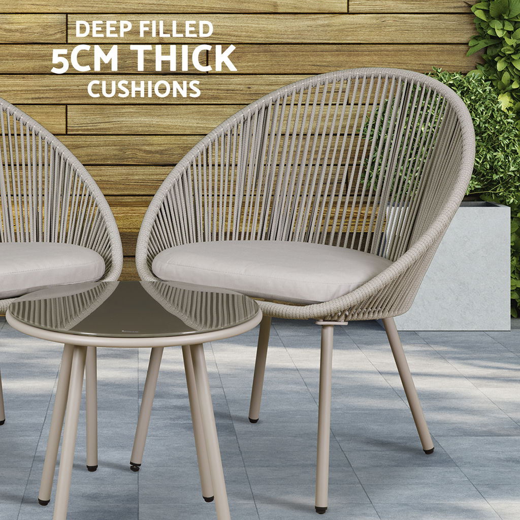 Como Steel Bistro Set with Tempered Glass Tabletop 3pc DG55