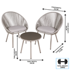 Como Steel Bistro Set with Tempered Glass Tabletop 3pc DG55