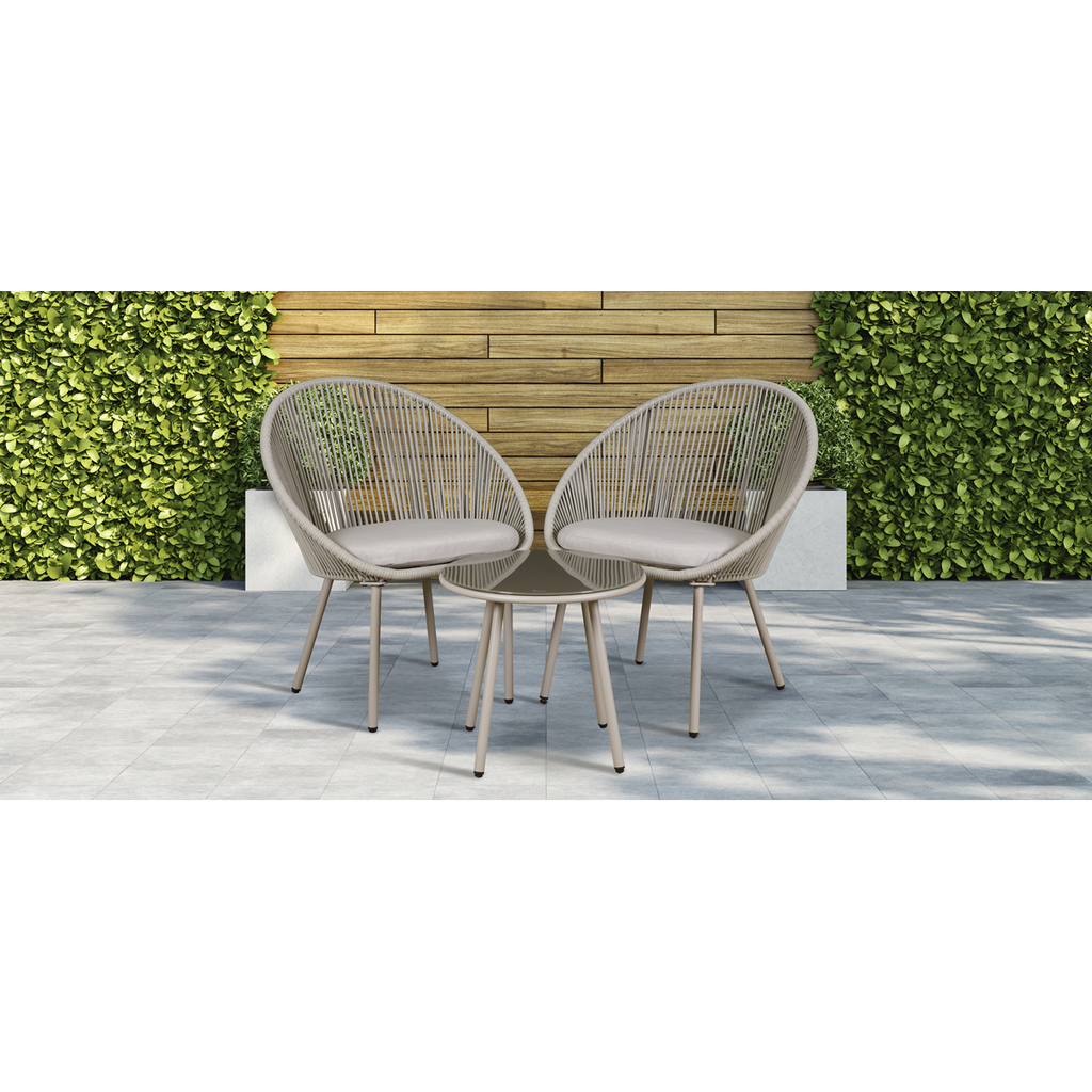 Como Steel Bistro Set with Tempered Glass Tabletop 3pc DG55