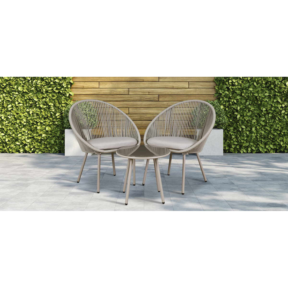 Como Steel Bistro Set with Tempered Glass Tabletop 3pc DG55
