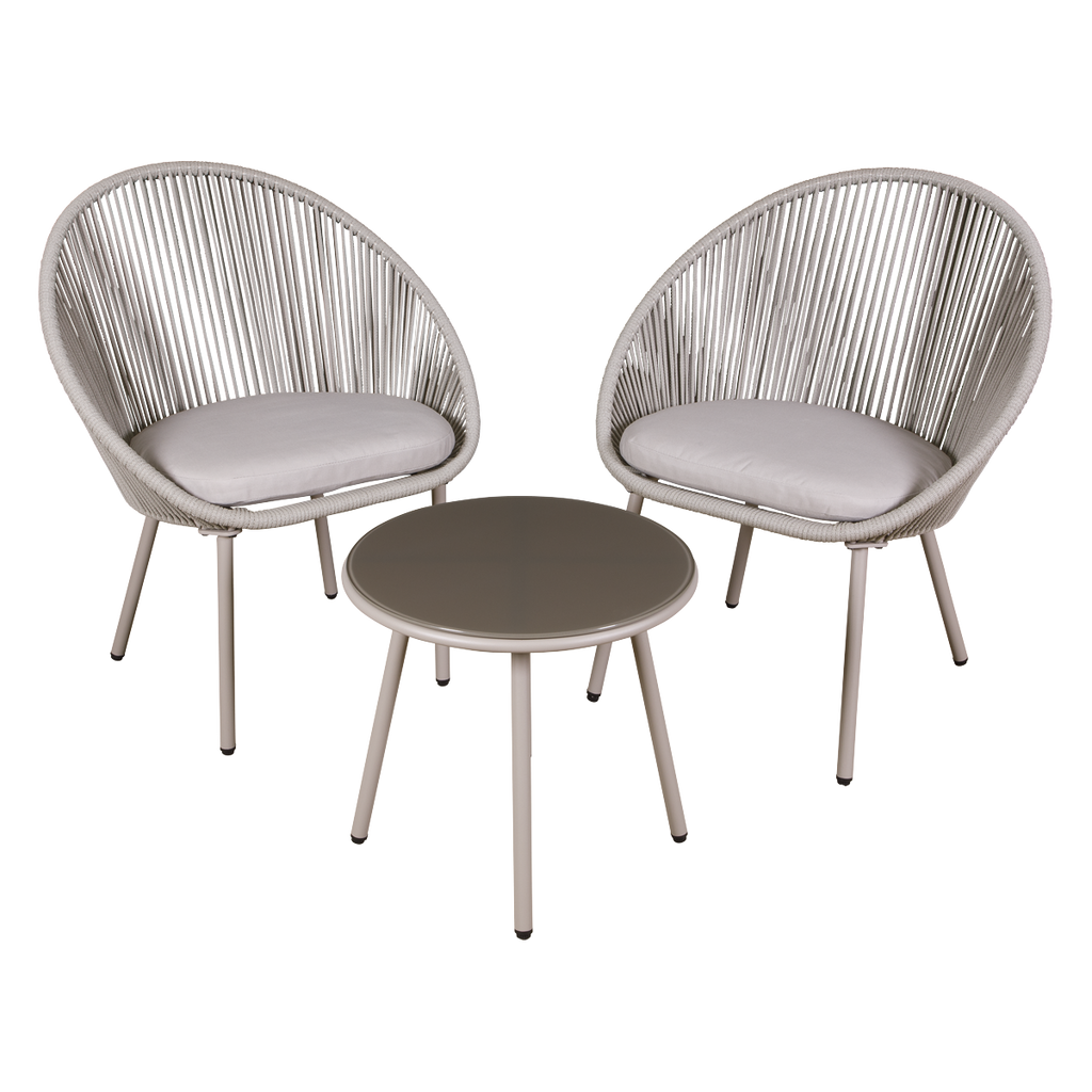 Como Steel Bistro Set with Tempered Glass Tabletop 3pc DG55