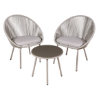 Como Steel Bistro Set with Tempered Glass Tabletop 3pc DG55