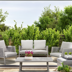Fusion Aluminium Outdoor Sofa, Arm Chairs & Coffee Table Set 4pc DG56
