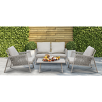 Fusion Aluminium Outdoor Sofa, Arm Chairs & Coffee Table Set 4pc DG56