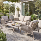 Fusion Aluminium Outdoor Corner Sofa & Coffee Table Set 4pc DG57