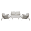 Fusion Aluminium Outdoor Sofa, Arm Chairs & Coffee Table Set 4pc DG56