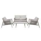 Fusion Aluminium Outdoor Sofa, Arm Chairs & Coffee Table Set 4pc DG56