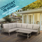 Fusion Aluminium Outdoor Corner Sofa & Coffee Table Set 4pc DG57