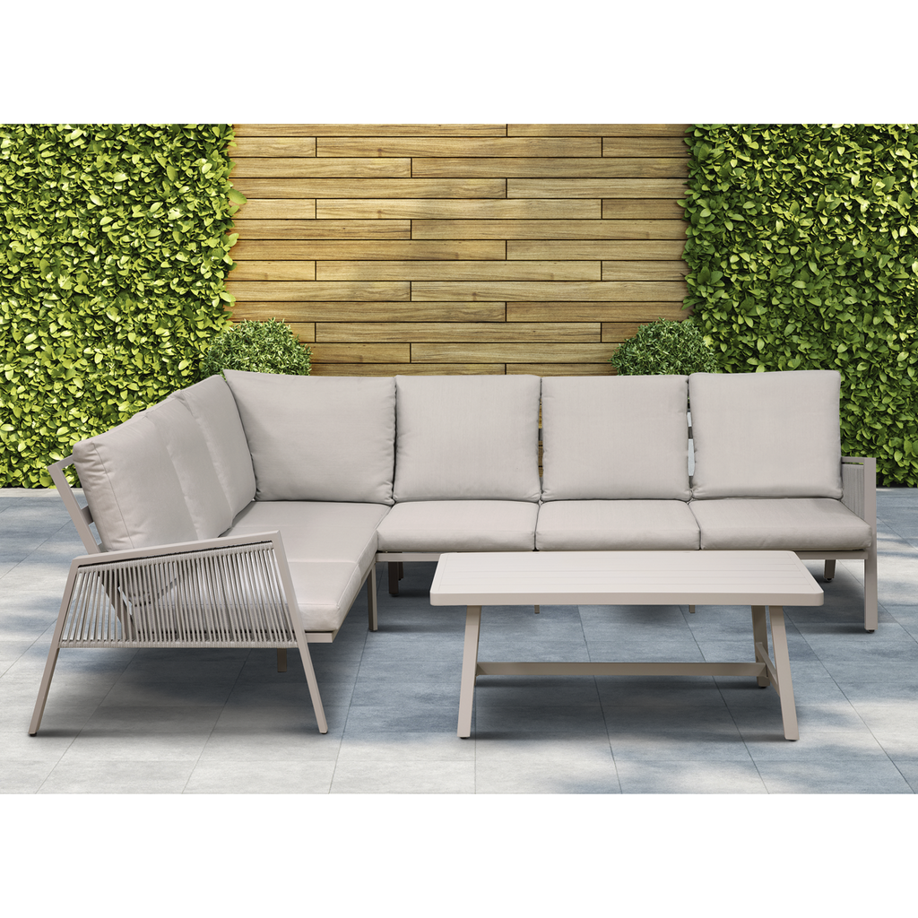 Fusion Aluminium Outdoor Corner Sofa & Coffee Table Set 4pc DG57