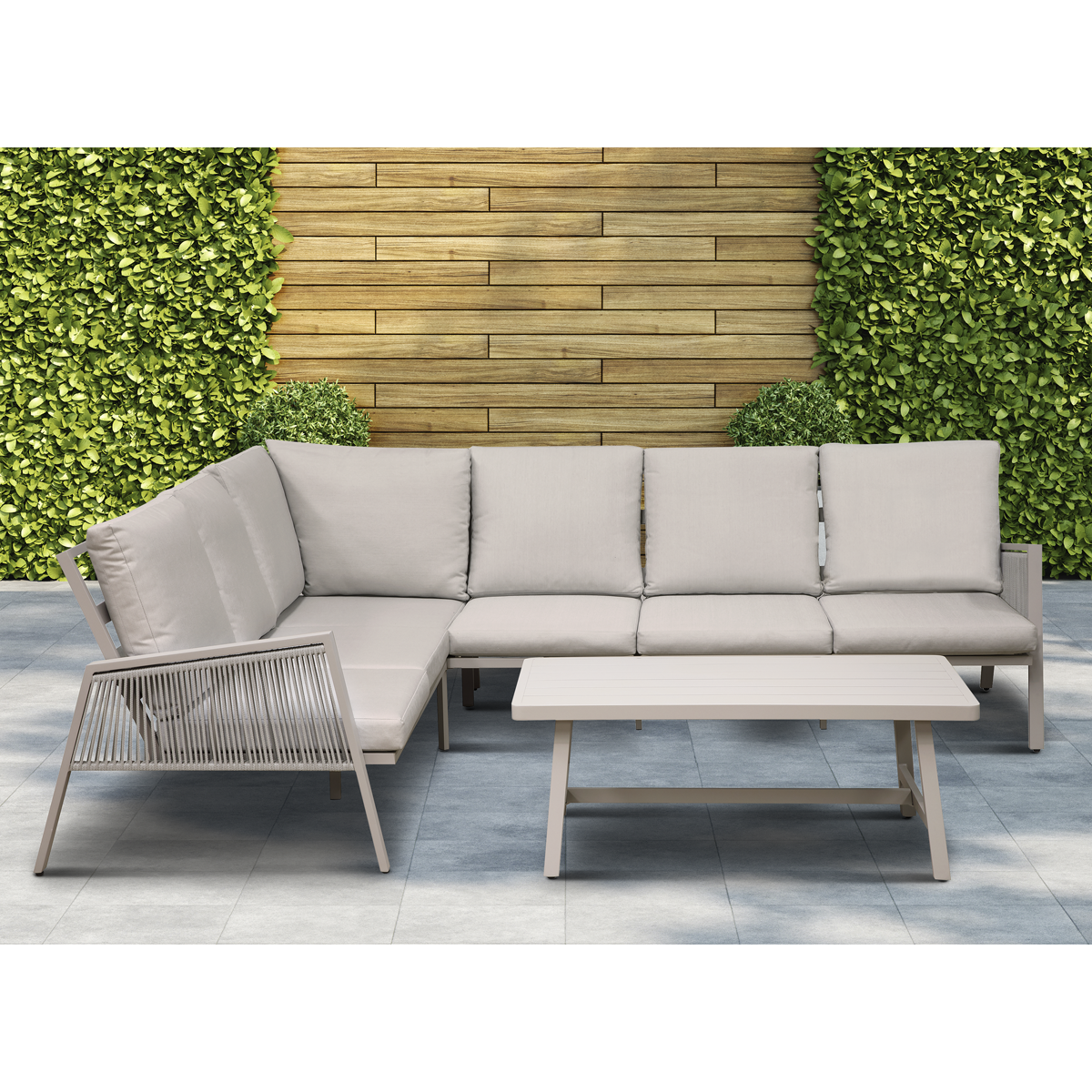 Fusion Aluminium Outdoor Corner Sofa & Coffee Table Set 4pc DG57