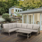 Fusion Aluminium Outdoor Corner Sofa & Coffee Table Set 4pc DG57