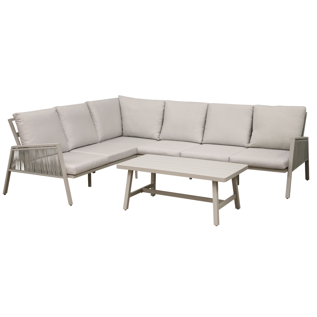 Fusion Aluminium Outdoor Corner Sofa & Coffee Table Set 4pc DG57
