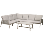 Fusion Aluminium Outdoor Corner Sofa & Coffee Table Set 4pc DG57