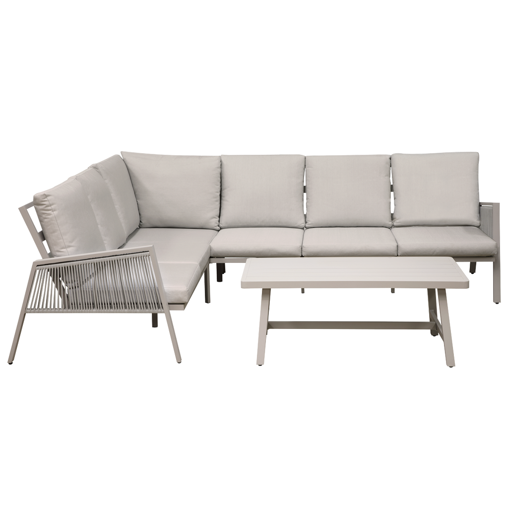 Fusion Aluminium Outdoor Corner Sofa & Coffee Table Set 4pc DG57