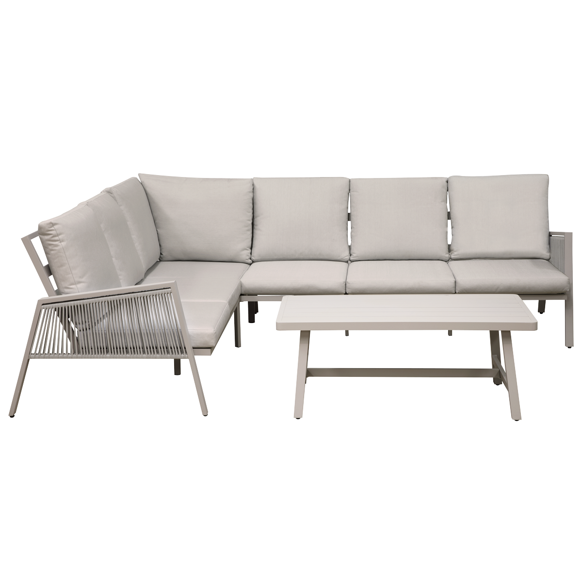 Fusion Aluminium Outdoor Corner Sofa & Coffee Table Set 4pc DG57