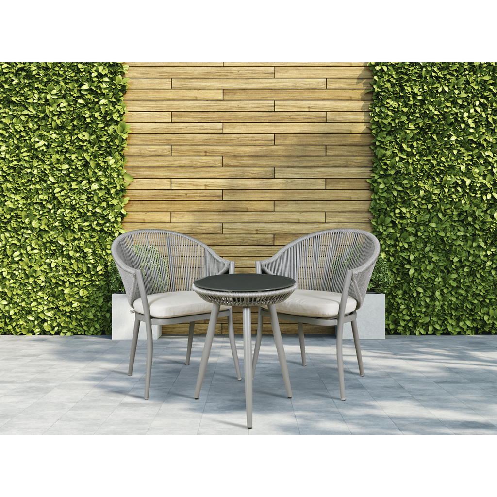 Echo Aluminium Balcony Set with Tempered Glass Tabletop 3pc DG58