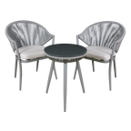 Echo Aluminium Balcony Set with Tempered Glass Tabletop 3pc DG58