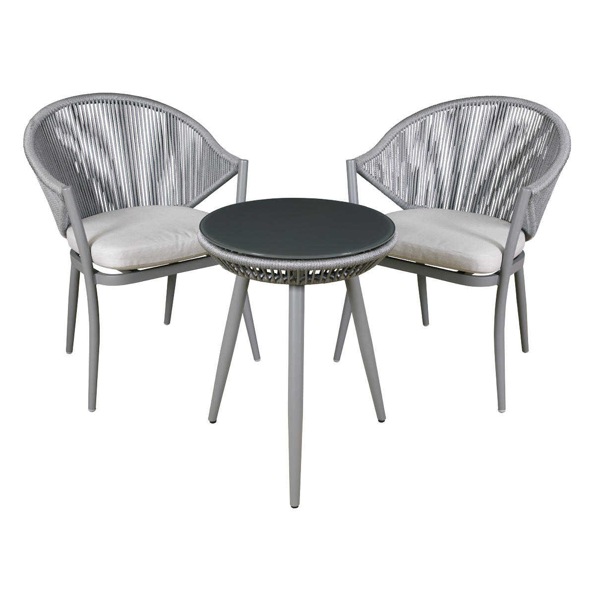 Echo Aluminium Balcony Set with Tempered Glass Tabletop 3pc DG58