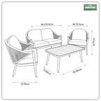 Echo Aluminium Outdoor Sofa, Chair & Coffee Table Set 4pc DG59