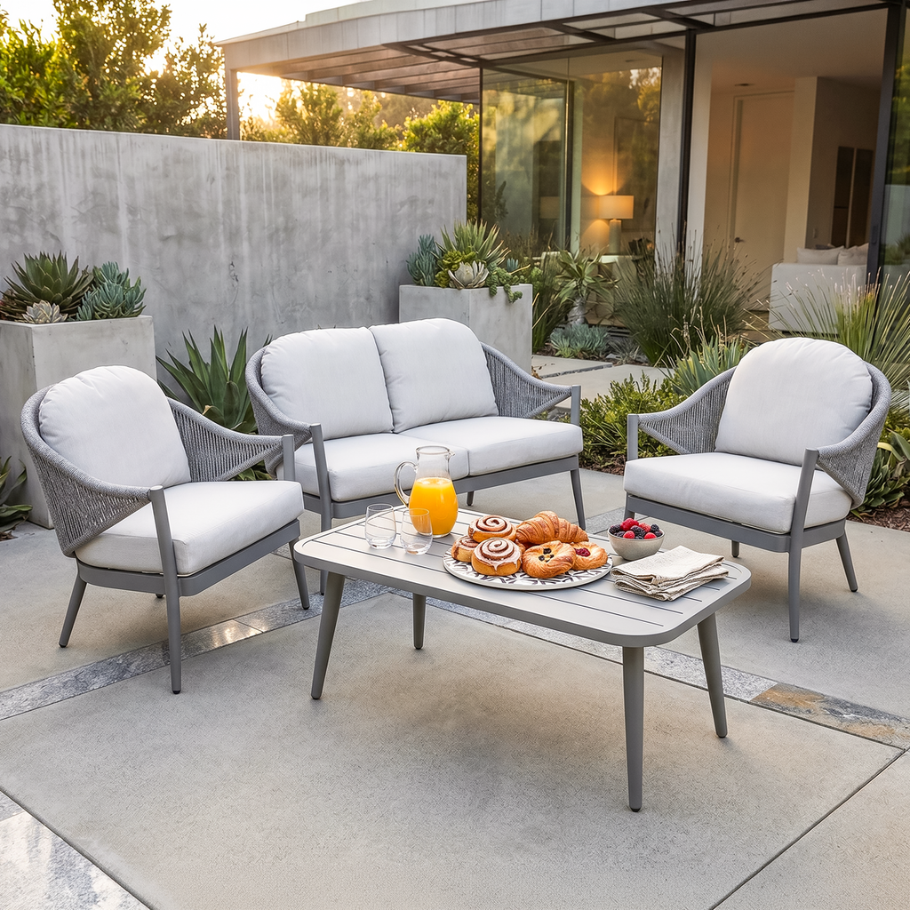Echo Aluminium Outdoor Sofa, Chair & Coffee Table Set 4pc DG59