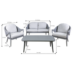 Echo Aluminium Outdoor Sofa, Chair & Coffee Table Set 4pc DG59