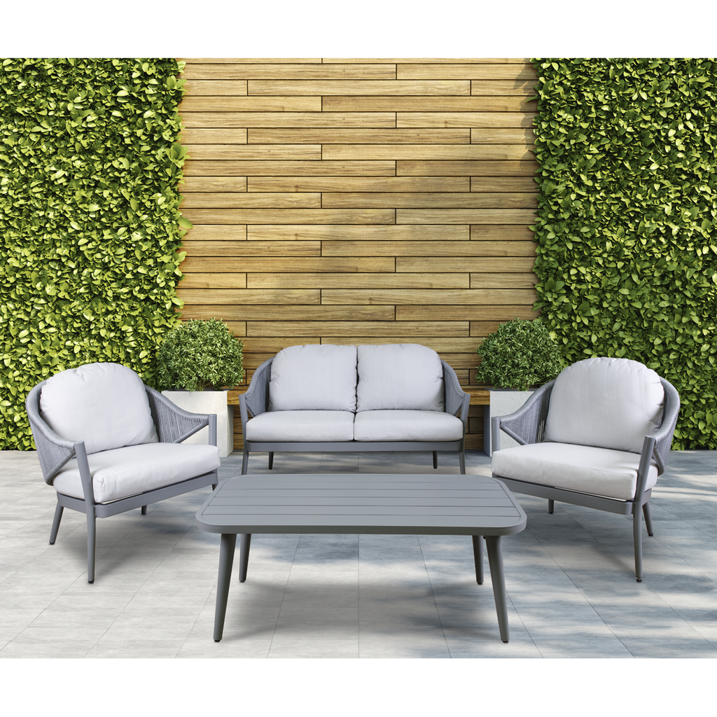 Echo Aluminium Outdoor Sofa, Chair & Coffee Table Set 4pc DG59