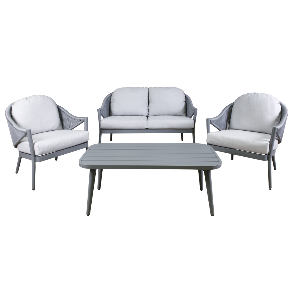 Echo Aluminium Outdoor Sofa, Chair & Coffee Table Set 4pc DG59