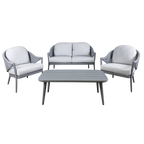 Echo Aluminium Outdoor Sofa, Chair & Coffee Table Set 4pc DG59