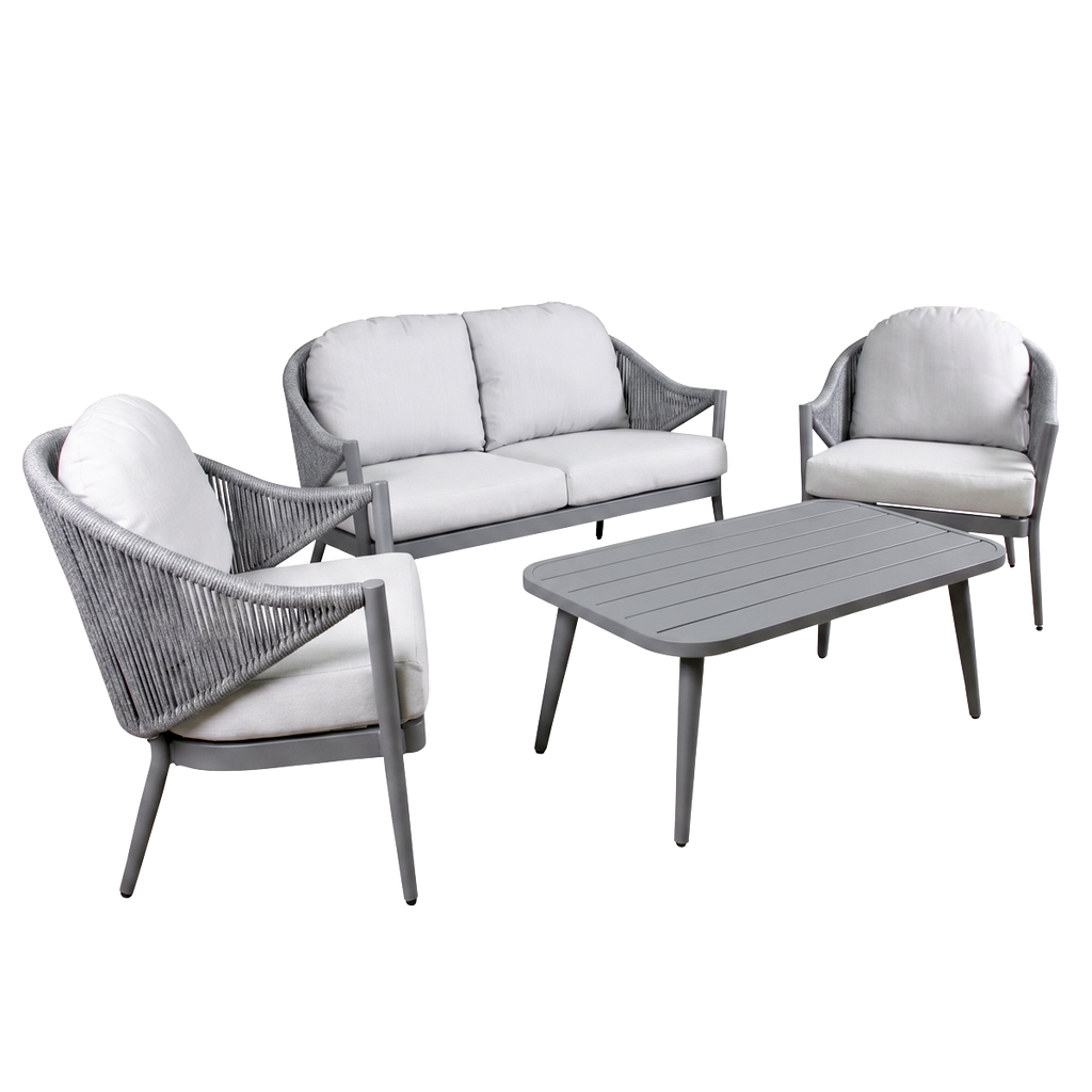 Echo Aluminium Outdoor Sofa, Chair & Coffee Table Set 4pc DG59