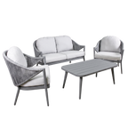 Echo Aluminium Outdoor Sofa, Chair & Coffee Table Set 4pc DG59