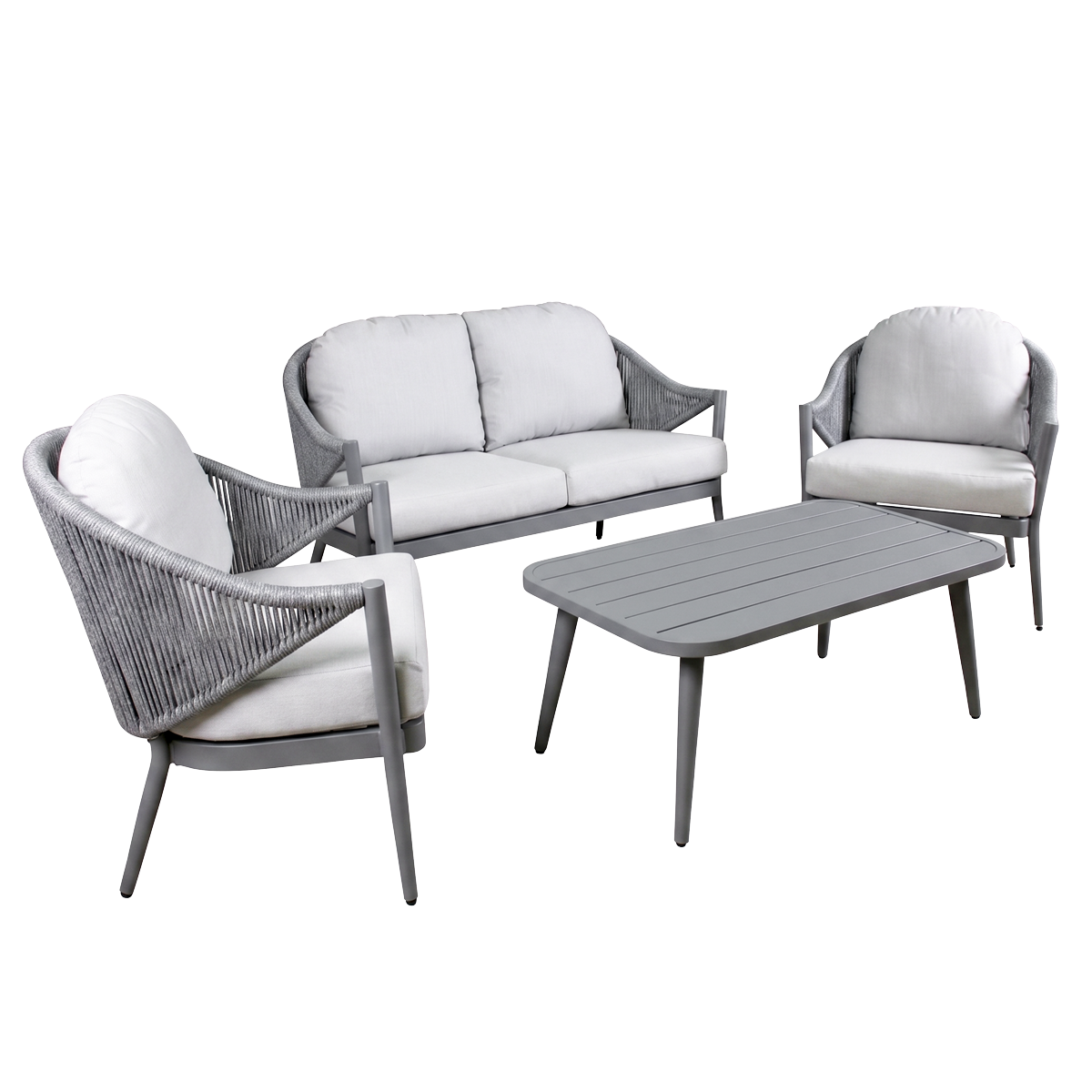 Echo Aluminium Outdoor Sofa, Chair & Coffee Table Set 4pc DG59