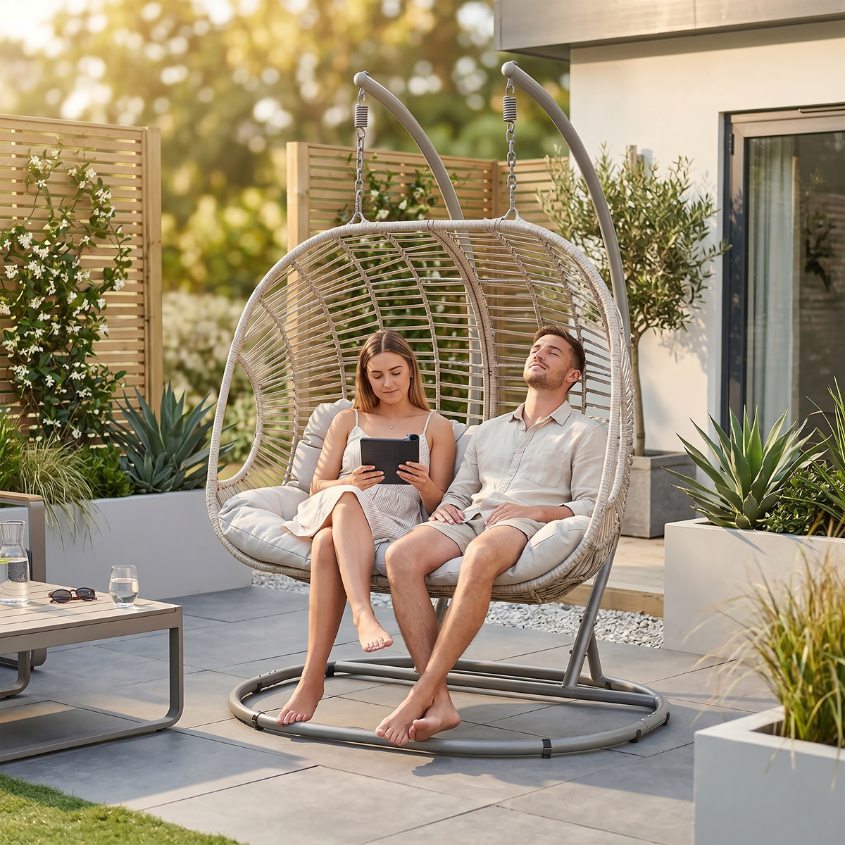 Double Swinging Egg Chair with Cushion DG61