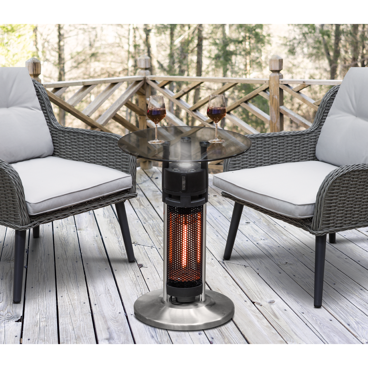Bistro Table with 1200W Heater - Black/Stainless Steel DG62