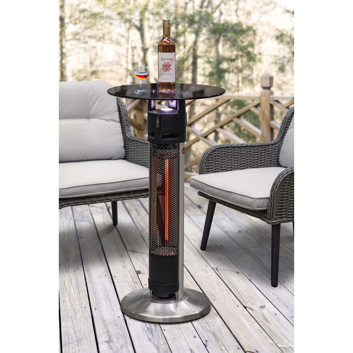 Bistro Table with 1600W Heater - Black/Stainless Steel DG63