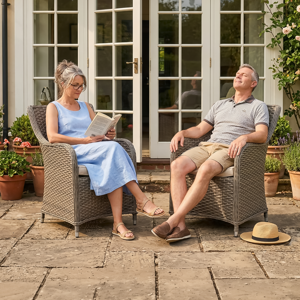 Chester Rattan Wicker Outdoor Garden Dining Chairs 2pc DG64