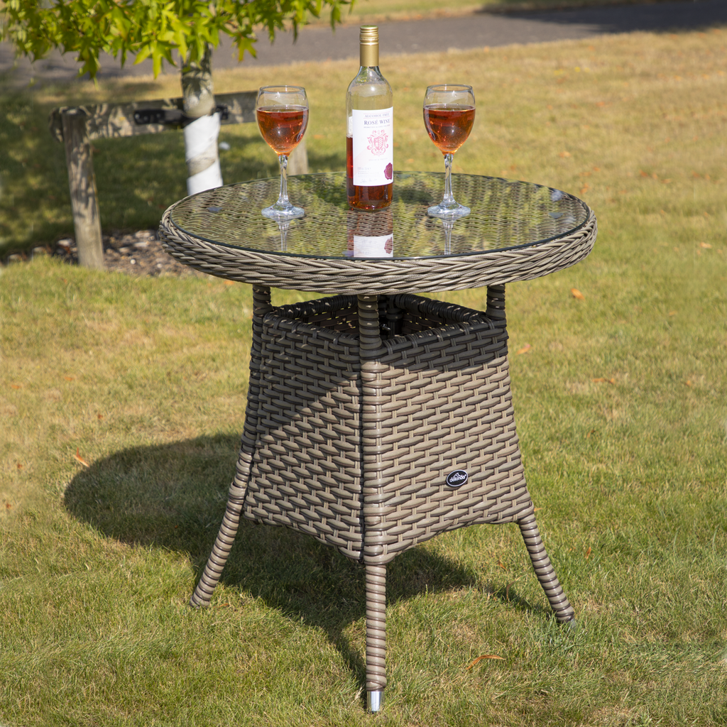 Chester Rattan Wicker Round Outdoor Table with Tempered Glass Top DG65