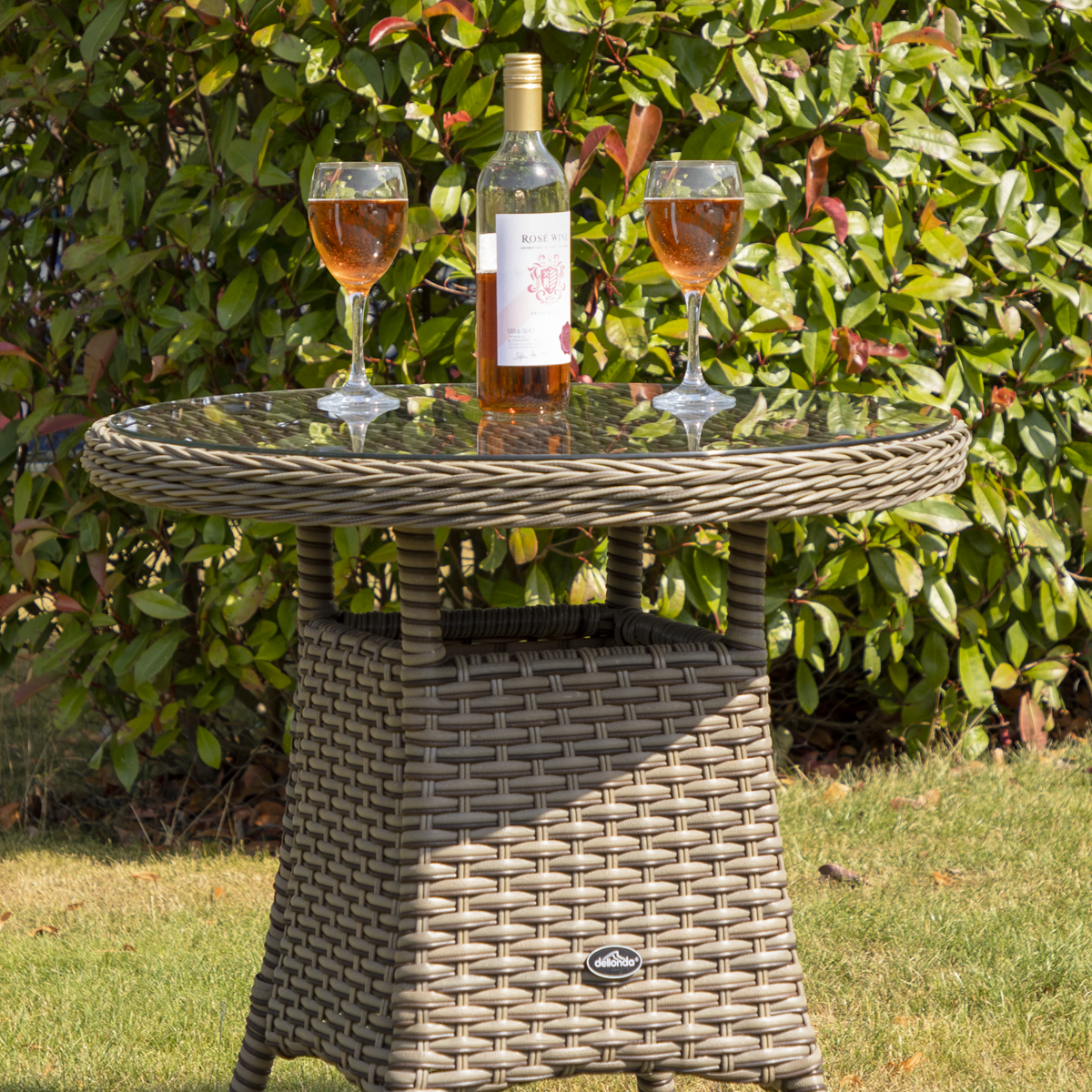 Chester Rattan Wicker Round Outdoor Table with Tempered Glass Top DG65