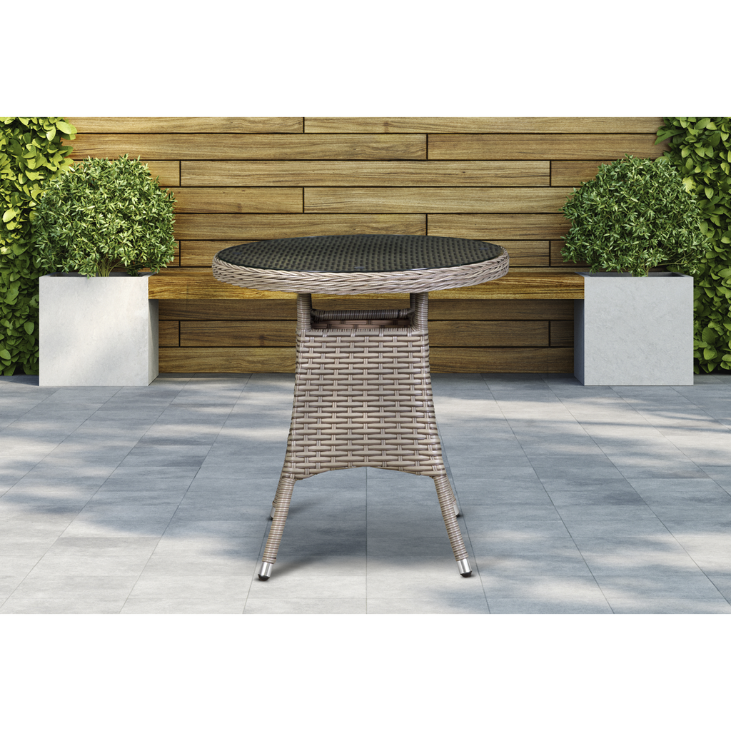 Chester Rattan Wicker Round Outdoor Table with Tempered Glass Top DG65
