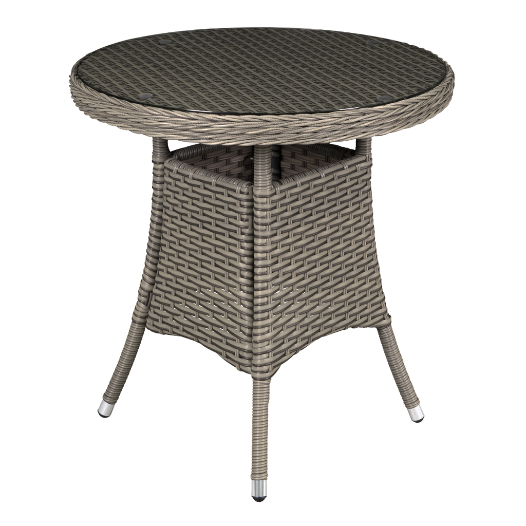 Chester Rattan Wicker Round Outdoor Table with Tempered Glass Top DG65
