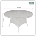 Chester Rattan Wicker Round Outdoor Dining Table with Tempered Glass Top DG66