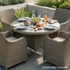 Chester Rattan Wicker Round Outdoor Dining Table with Tempered Glass Top DG66