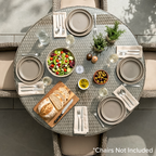 Chester Rattan Wicker Round Outdoor Dining Table with Tempered Glass Top DG66