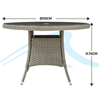 Chester Rattan Wicker Round Outdoor Dining Table with Tempered Glass Top DG66