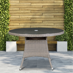 Chester Rattan Wicker Round Outdoor Dining Table with Tempered Glass Top DG66