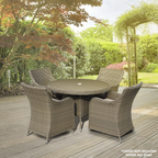 Chester Rattan Wicker Round Outdoor Dining Table with Tempered Glass Top DG66