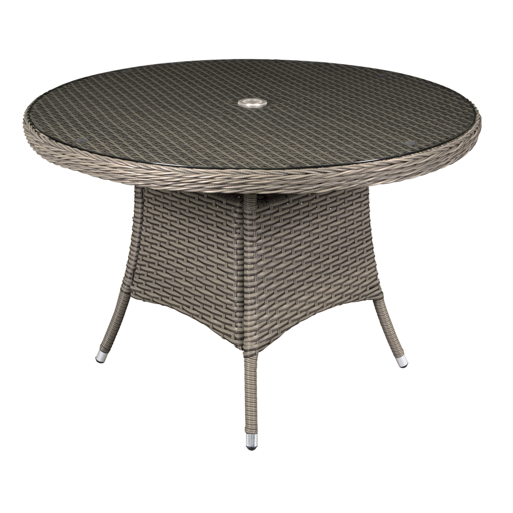 Chester Rattan Wicker Round Outdoor Dining Table with Tempered Glass Top DG66